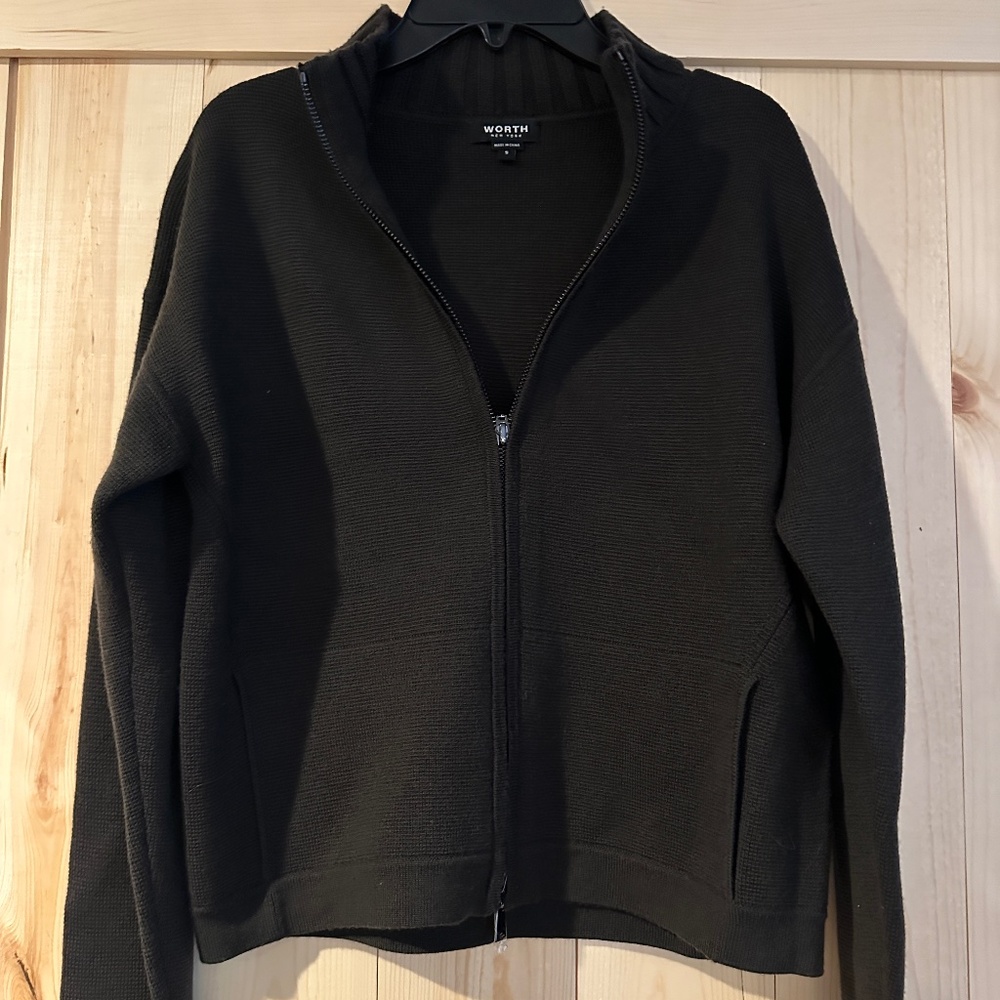 ✨ Worth New York 100% Wool Zip-Up Sweater - Size S ✨